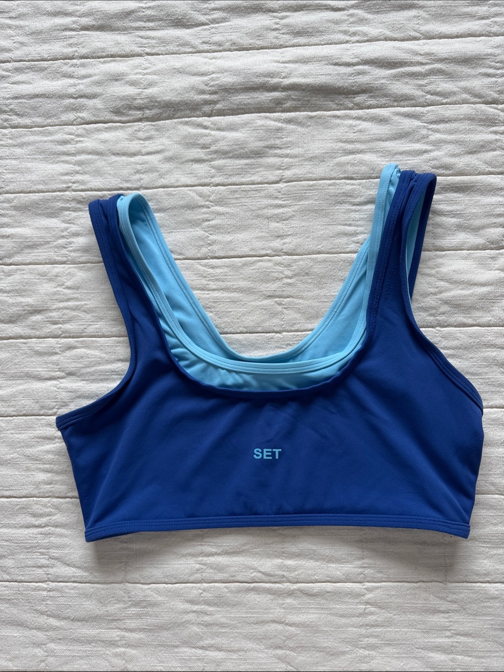 SET Active Dual-Tone Cobalt and Light Blue Sports Bra